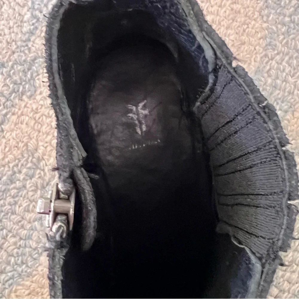 FRYE BLACK SUEDE LEATHER  'ALTON' CHELSEA ANKLE BOOTIES SIZE 7.5B